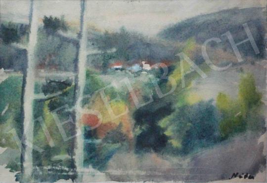  Nádas, József - Two Trees and a Village painting